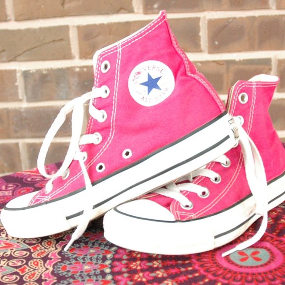 converse hot pink high tops